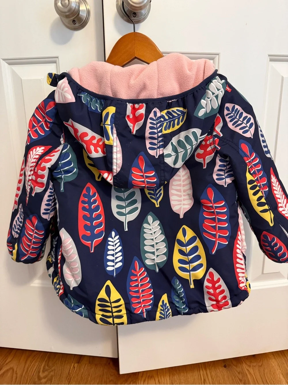 Mini Boden Fleece Lined Jacket with Leaf Pattern Size 4-5 years